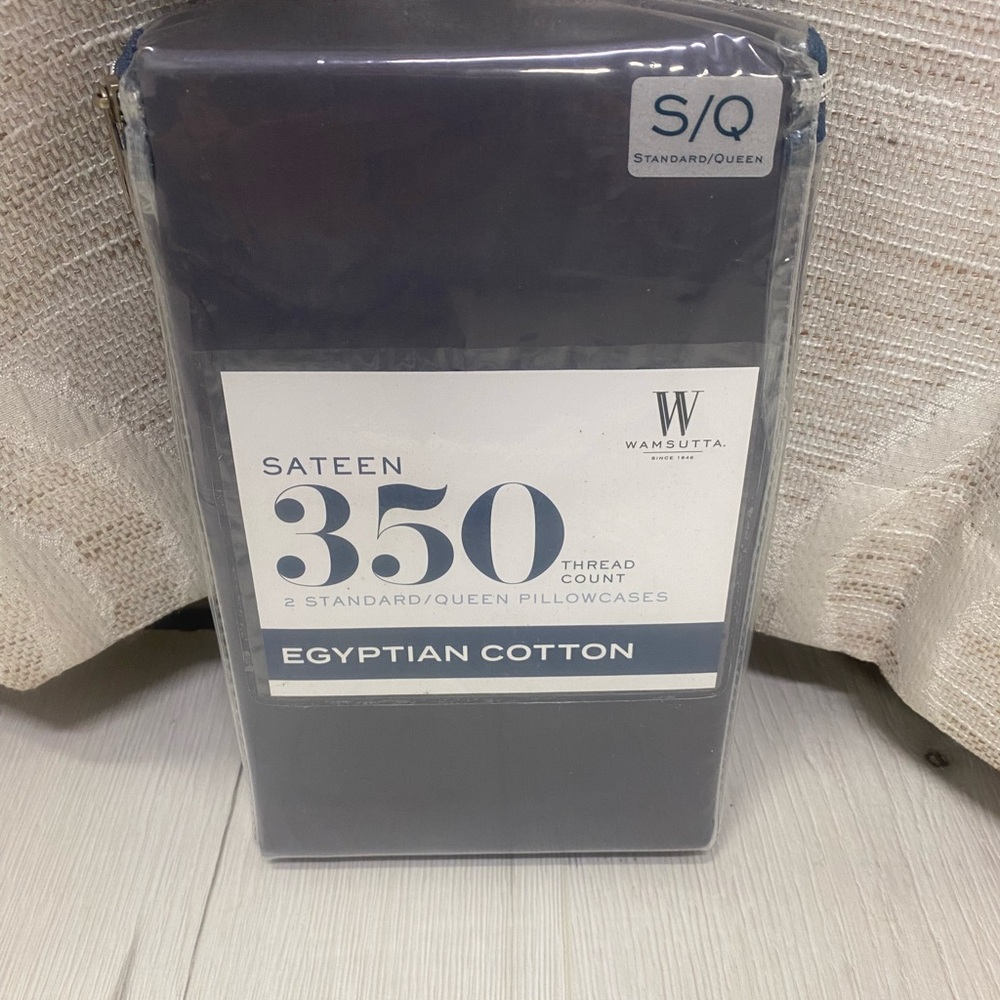 Wamsutta Sateen 350 Egyptian Cotton Pillowcases - Blue Jean